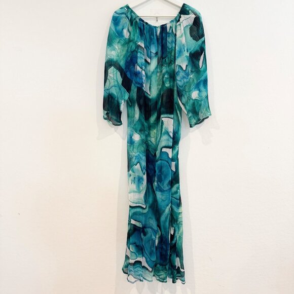 NWT Villa Fresca Malia Micro Pleated Maxi Dress Chiffon Cover Up Vacation New 6 - Picture 10 of 10